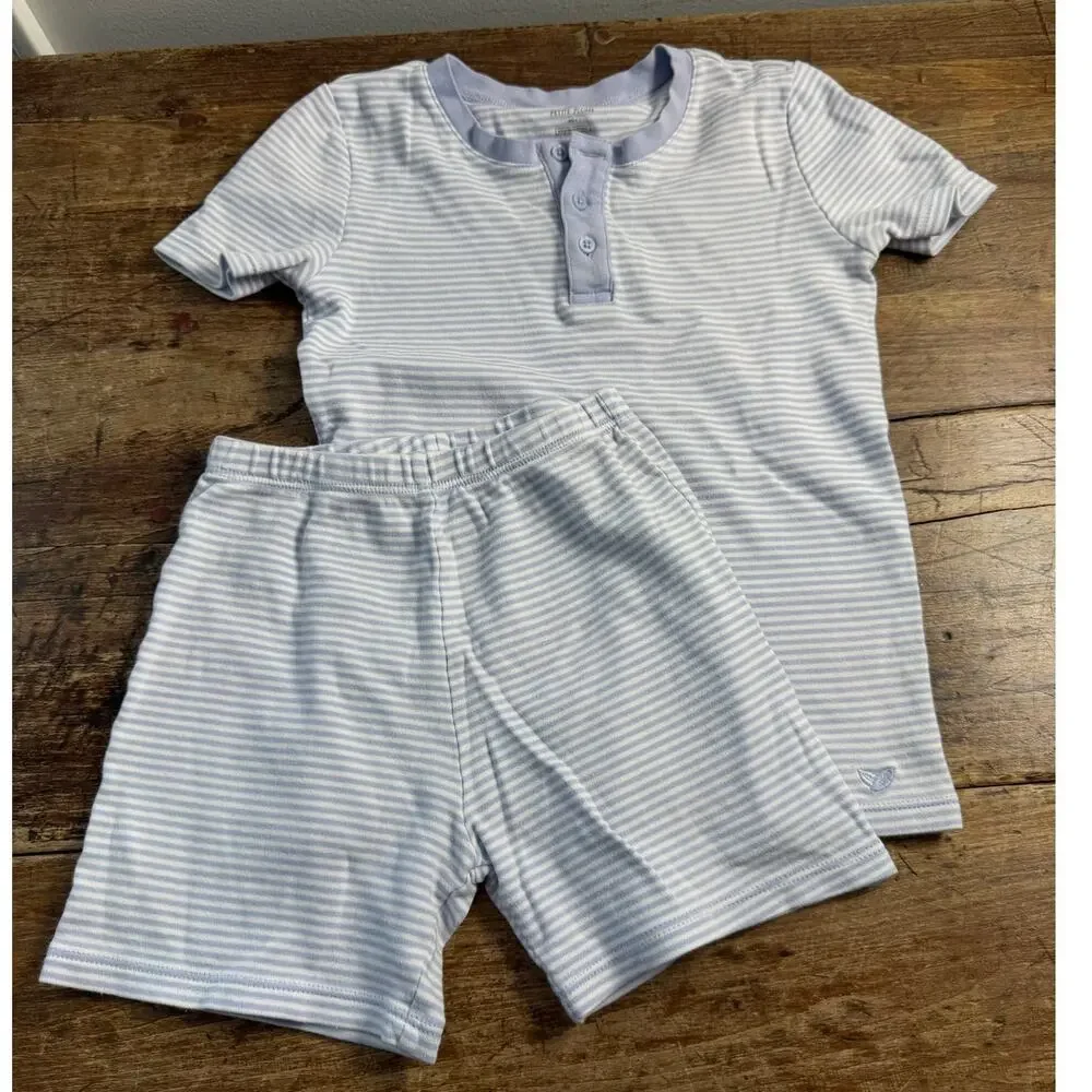 Petite Plume Light blue and white striped pajamas size 8